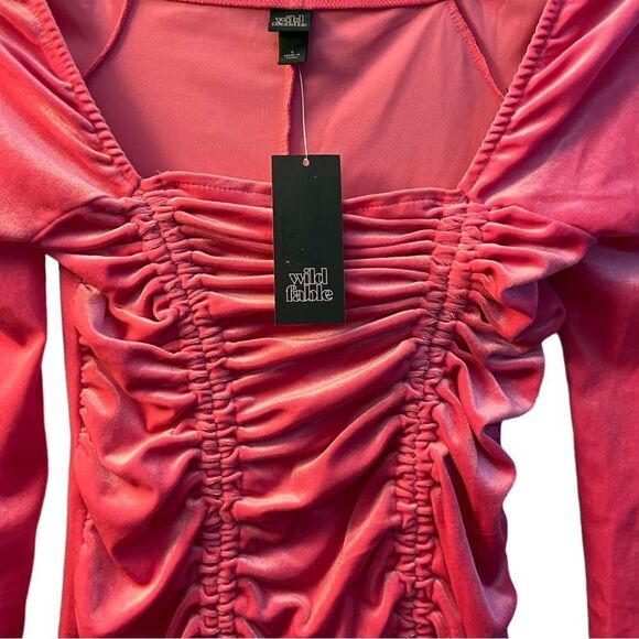 😊 3/$30 Y2K Style Bodycon 2000s Style Size S NWT Wild Fable Pink Velvet Dress - Picture 4 of 13